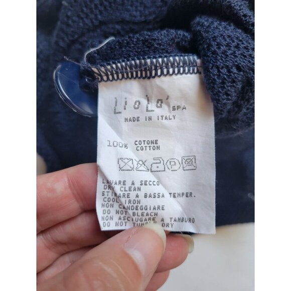 Liola Blue Tight Knit Long Sleeve Button Down Cardigan Size 44 (10) Vintage - Picture 10 of 10